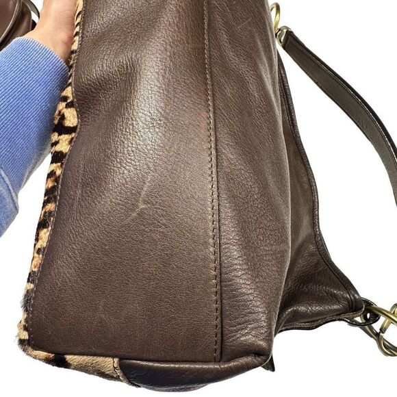 Garnet Hill Leopard Animal Print Calf-Hair Shoulder Bag - Picture 14 of 16